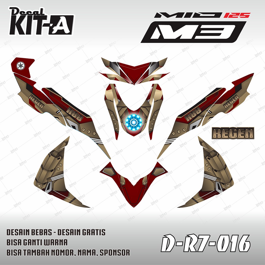 Decal Stiker Motor Mio M3 Mio Z Ironman Merah Hitam Sticker
