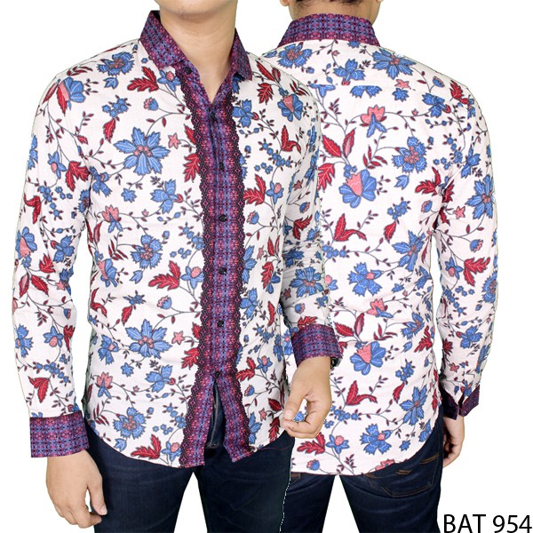 Kemeja Pria Batik Slim Fit Katun Putih – BAT 954