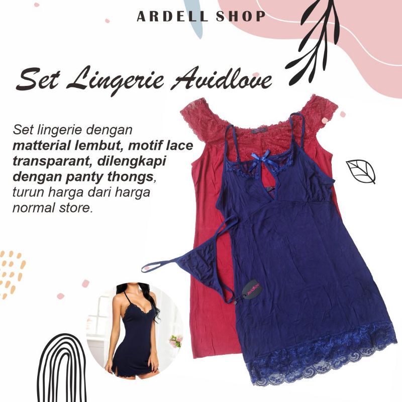 SLA AVIDLOVE LINGERIE BAJU TIDUR WANITA COTTON POLOS S XL KPL