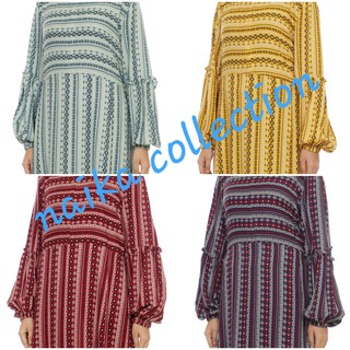 gamis bahan rayon viscose motif etnik 4 | Shopee Indonesia