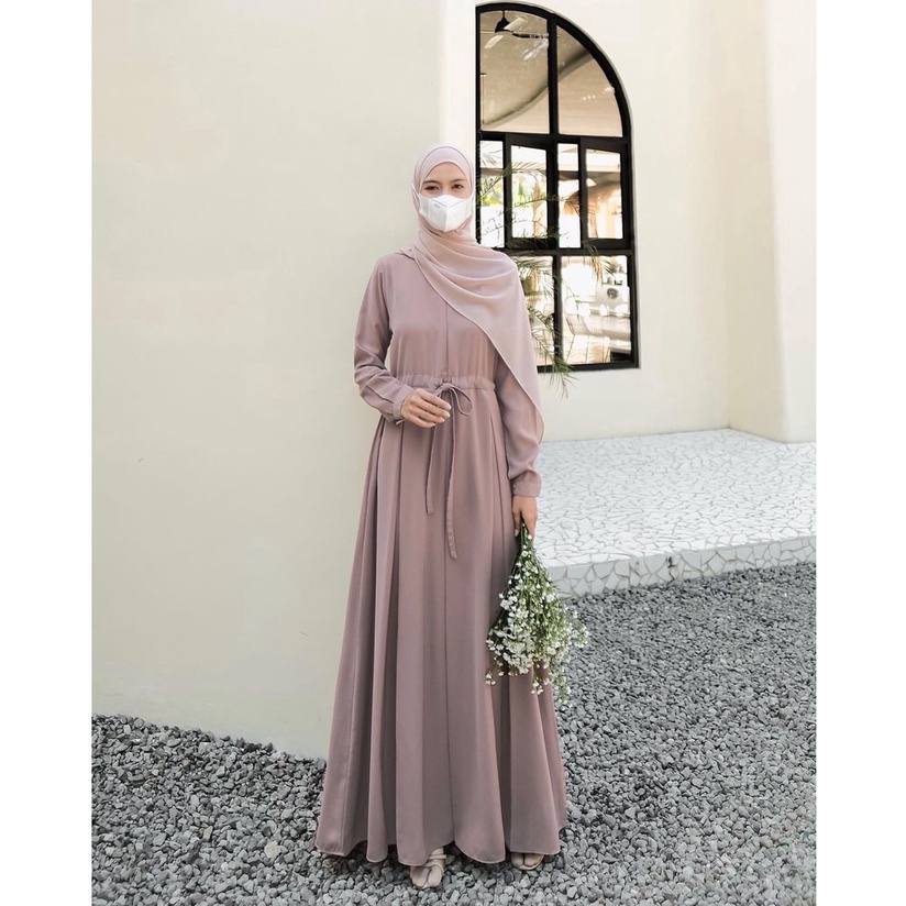 Almira Dress Rayon Gamis Wanita Remaja Busui Friendly Polos Premium Ld 112 cm - Long Dress Dewasa Terbaru - Fashion Muslim Syar'i Kekinian Gamis Muslimah