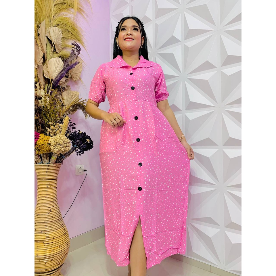 Dress andin new/Daster andin long korea bunga mawar  PINk