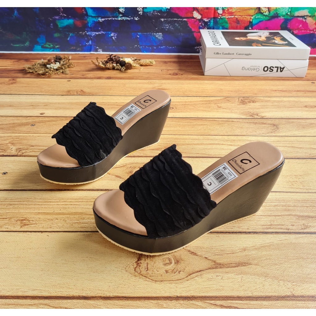 ABBUSHOES Mr 108 Wedges Sandal Wanita gerigi 7cm