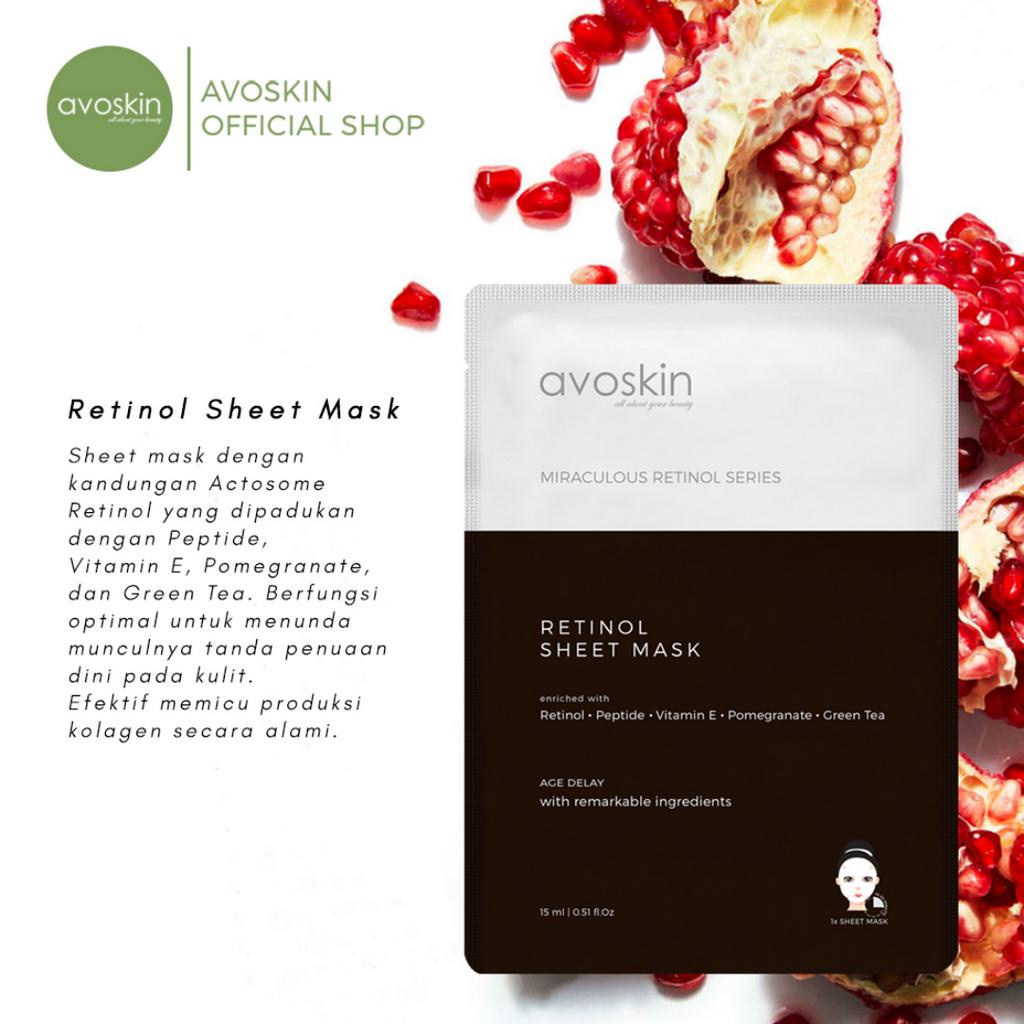 AVOSKIN Sheet Mask 17ml (Your Skin Bae Niacinamide, Alpha Arbutin, Vitamin C) (Miraculous Refining &amp; Retinol) (Miraculous Divine Aura)