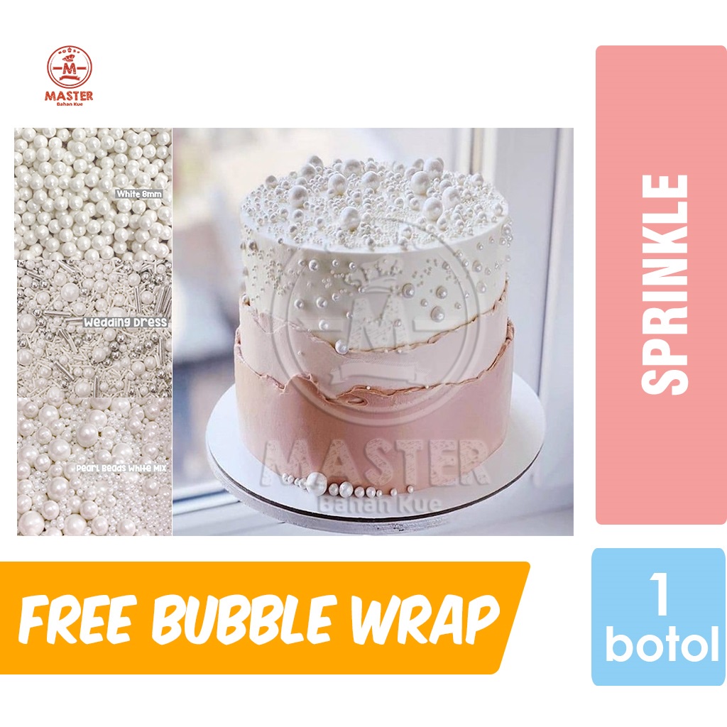 

Sprinkle Edible White Pearl / Topping Confetti / Dekorasi Kue Tart [1 PCS]