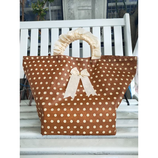 Tas hajatan Renda Polkadot aneka warna uk.22x22cm tingi 30cm