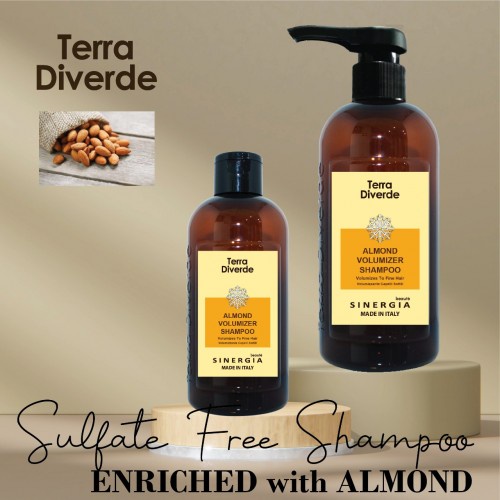 Terra Diverde Almond Volumizer Shampoo 500ml Mengandung Collagen Tanpa Sulfate, Paraben, dan Gluten 