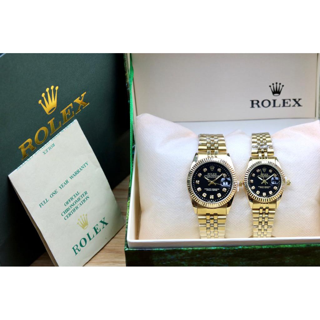 COD - JAM TANGAN FASHION COUPLE ROLEX 2105 UI TANGGAL AKTIF TALI RANTAI FREE KARTU GARANSI + BOX ORI