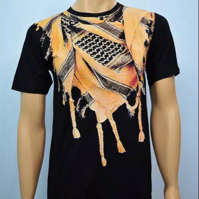 PAKAIAN PRIA KAOS BAJU MUSLIM SORBAN KUNING 3D