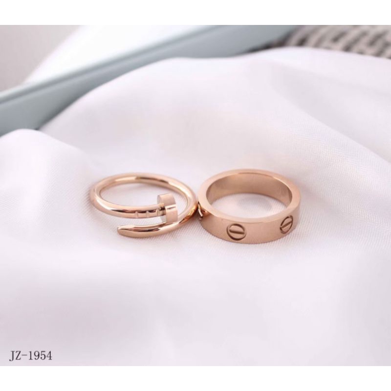 cincin couple set 2in1 import anti karat best seller