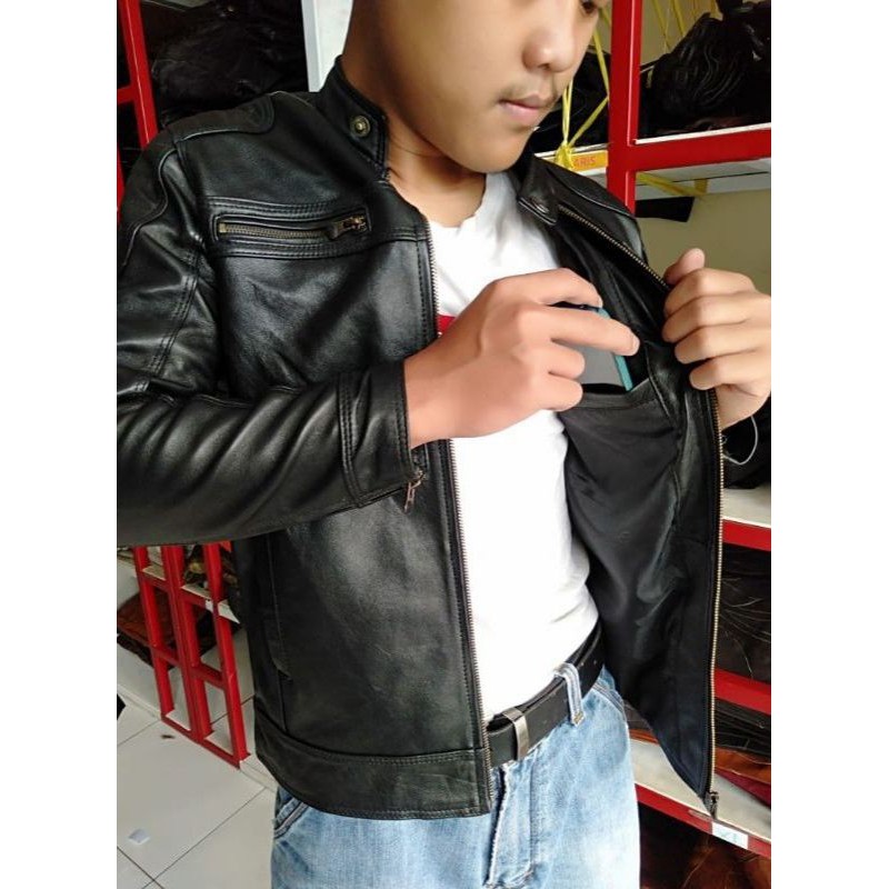 Jaket Pria Kulit Asli Domba New Tren/Jaket Kulit Asli Motor Elegant