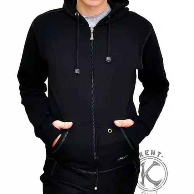 Jaket Hoodie Zipper Jaket Sweater Sleting Santai Keren Pria Wanita