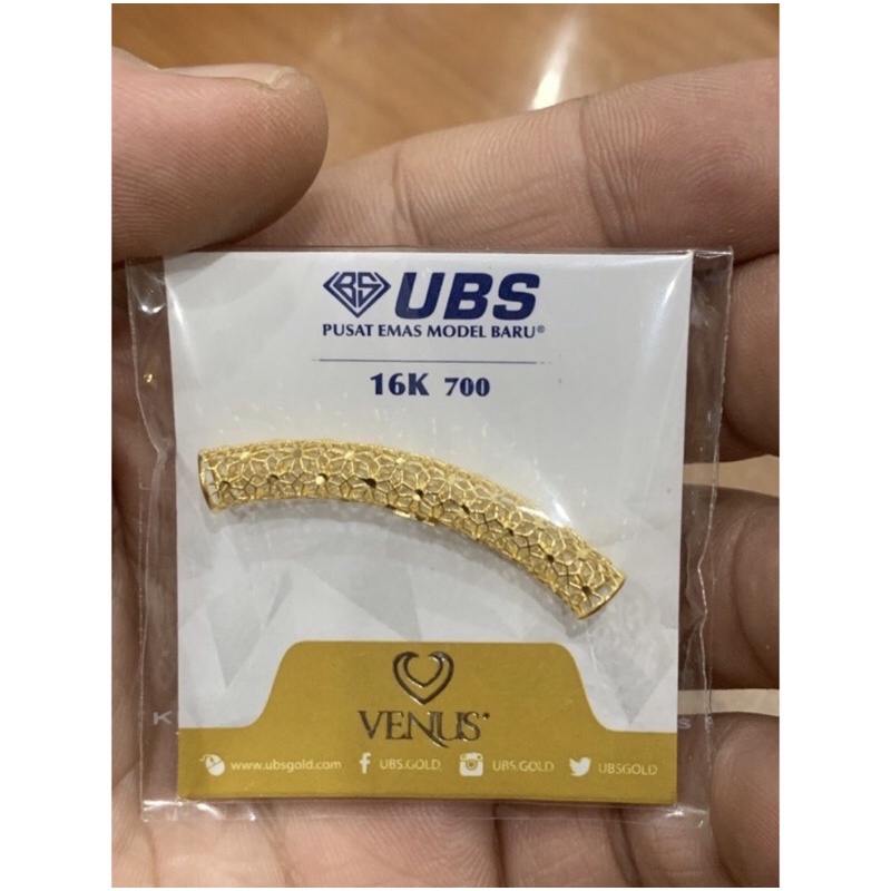 Liontin charm pipa kerawang emas asli kadar 16karat/700%