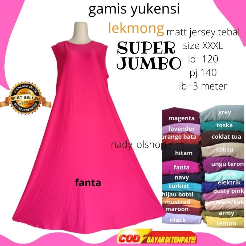 Baju Hitam Gamis Tanpa Lengan LD120 PJ140cm Super jumbo  Daleman Jersey Yukensi Kutung lekbong