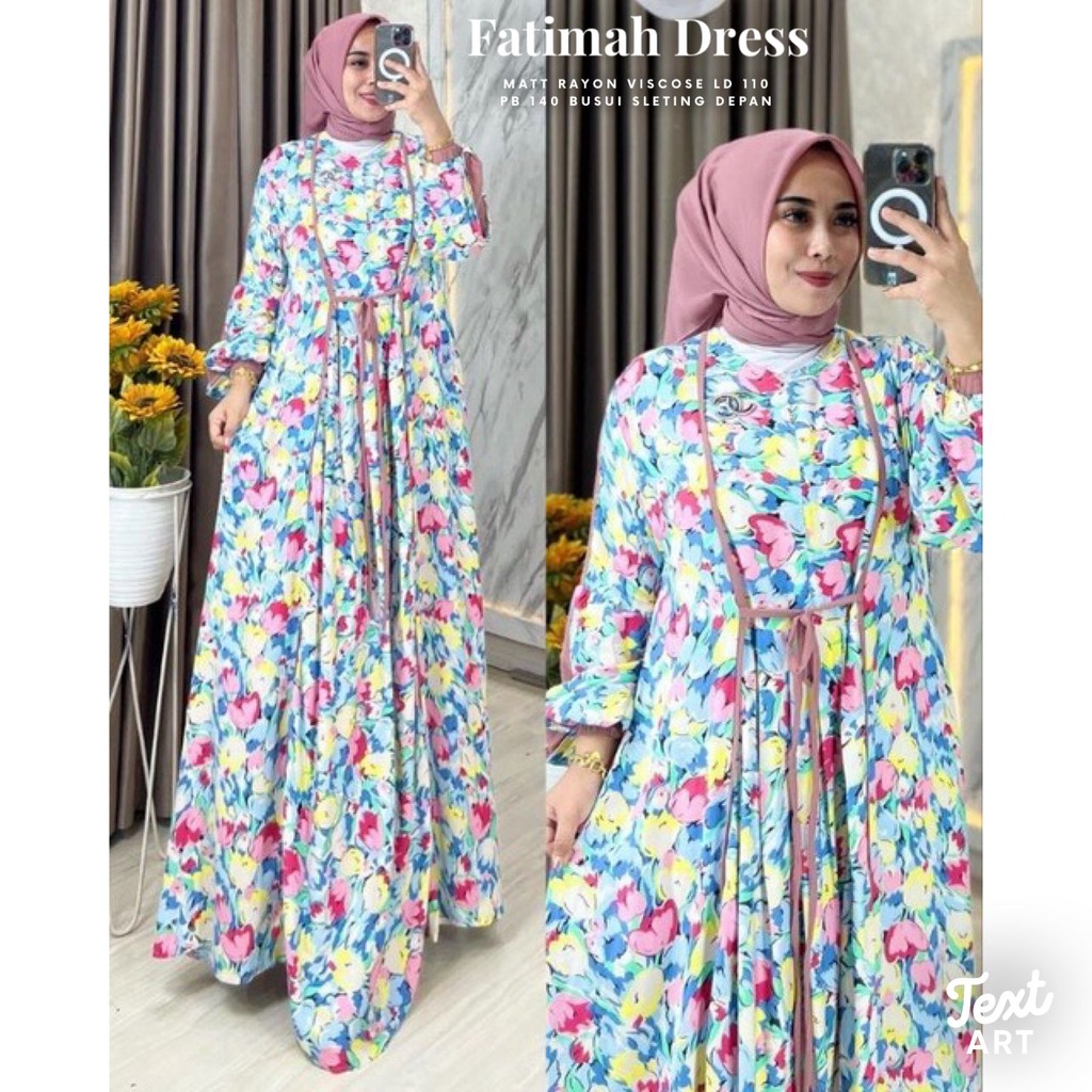 FATIMAH DRESS BUNGA ABSTRAK TERBARU