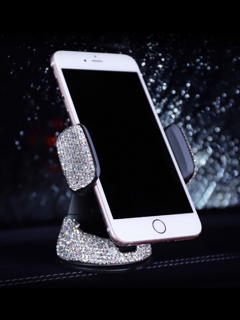 Car Holder Universal Lazy Pod HP Full Diamond Bling Bling DAD Series Phone Holder Inlaid with Rhinestones 360 ° Viewing Angle Padded Back High End Anti-slip Universal