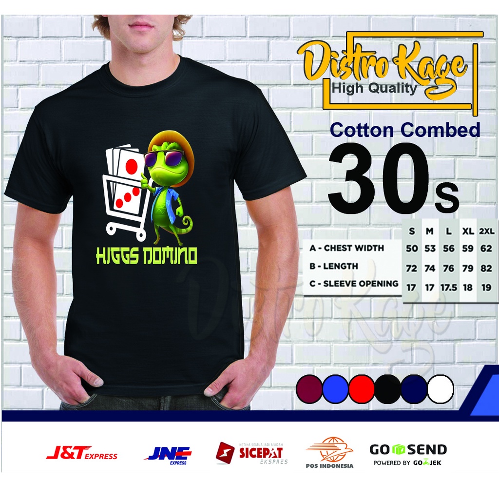 Baju Kaos Pria Higs Domino Logo Gambar Menarik Cotton Combed 30s Ukuran Dewasa Lengan Pendek Distro 