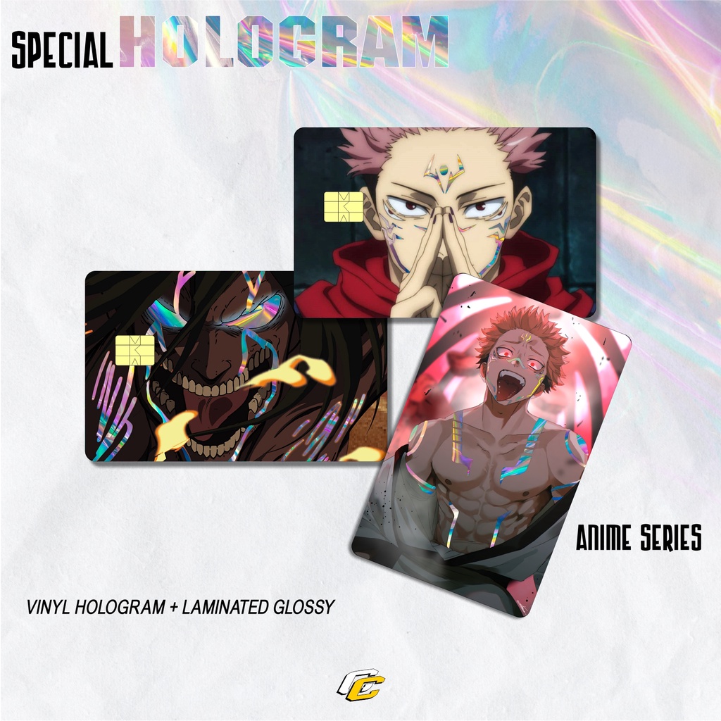 

SPESIAL HOLOGRAM | STICKER PELINDUNG KARTU SKIN CARD ATM HOLOGRAM MOTIF ANIME JUJUTSU KAISEN AOT YUJI