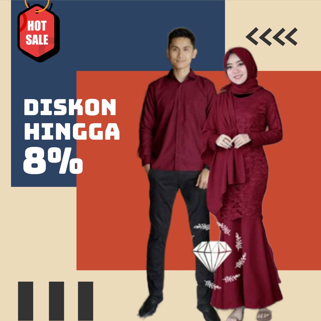 Baju Couple Pasangan Suami Istri Tunangan Gamis Brukat Model Duyung Lebaran Terbaru Pesta Modis Mura