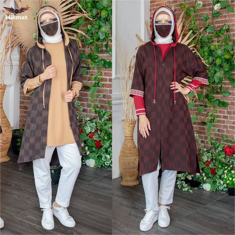 (Maroon L)ABAYA HIKMAT FASHION