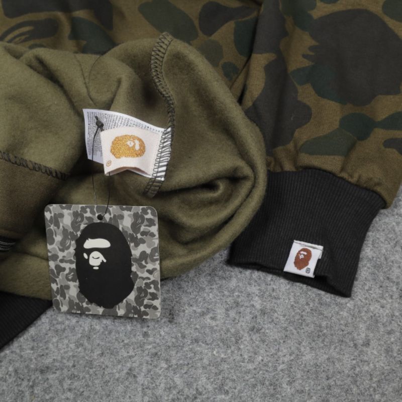 SWEATER HOODIE ZIPPER BAPE CAMO ARMY/NAVY / GREY FULL PRINT FULLTAG &amp; LEBEL PREMIUM