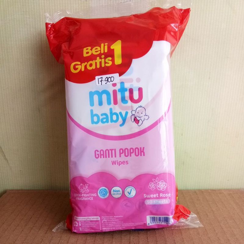 MITU BABY WIPES GANTI POPOK BELI1 GRATIS1 @50'S CHARMING LILY, PLAYFUL FRESSIA, SWEET ROSE