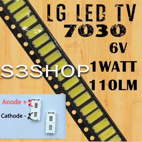 Paket 100 Biji LED TV Backlight LG Innotek 7030 1W 6V 110LM BR20 SMD Cold White Putih Termurah