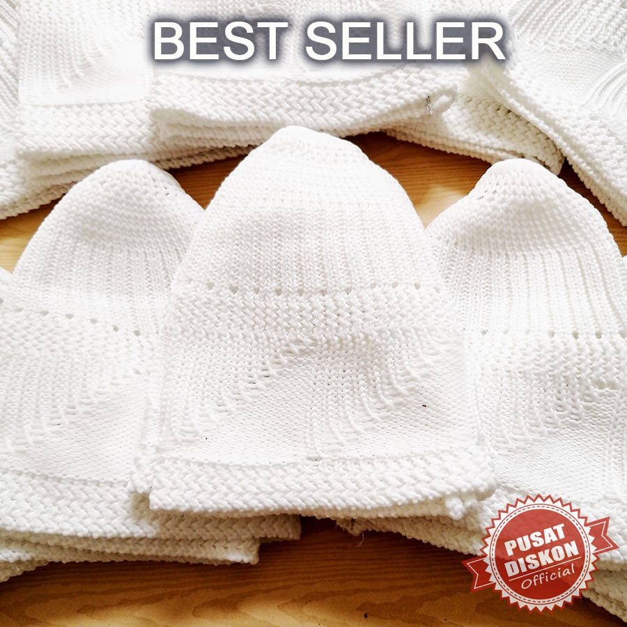 Peci Rajut Songkok Kopiah Rajut Polos Peci Putih Peci Polos Songkok Putih Songkok Polos Kopiah Rajut