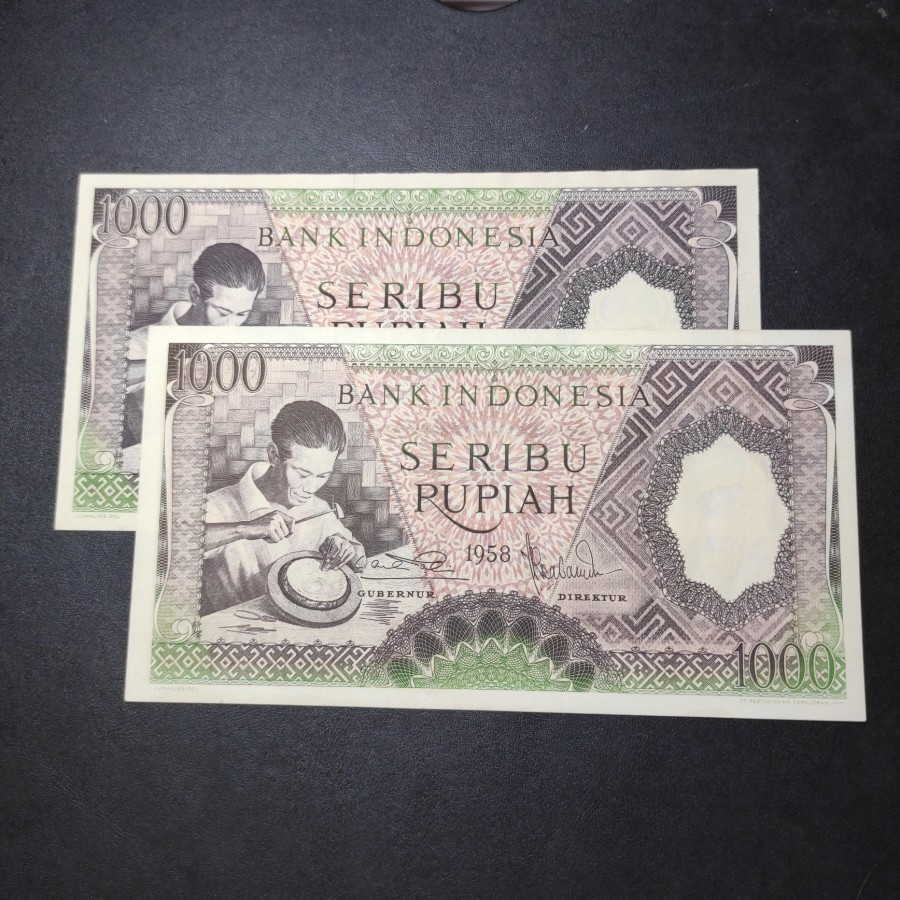 Uang Kuno Uang Koleksi pecahan 1000 seri pekerja tahun 1958