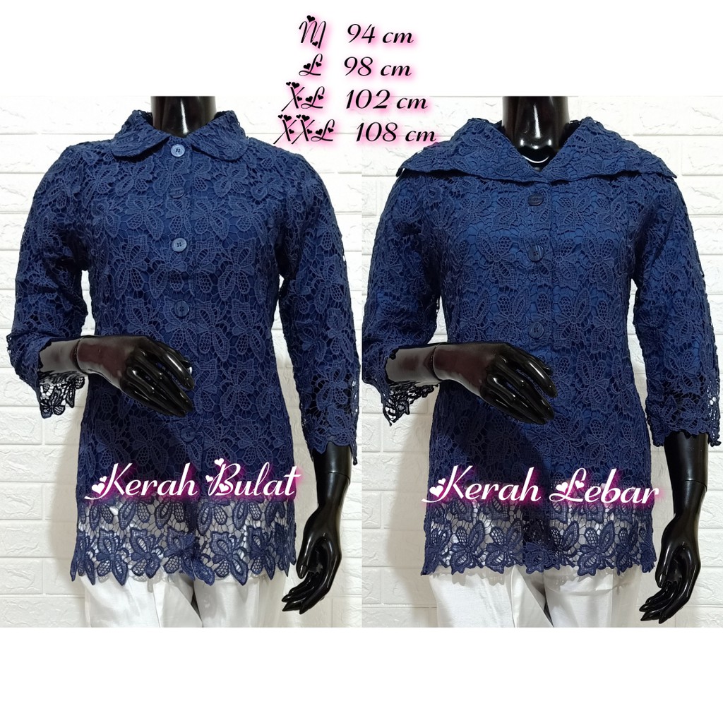 Blouse Brukat Biru Dongker