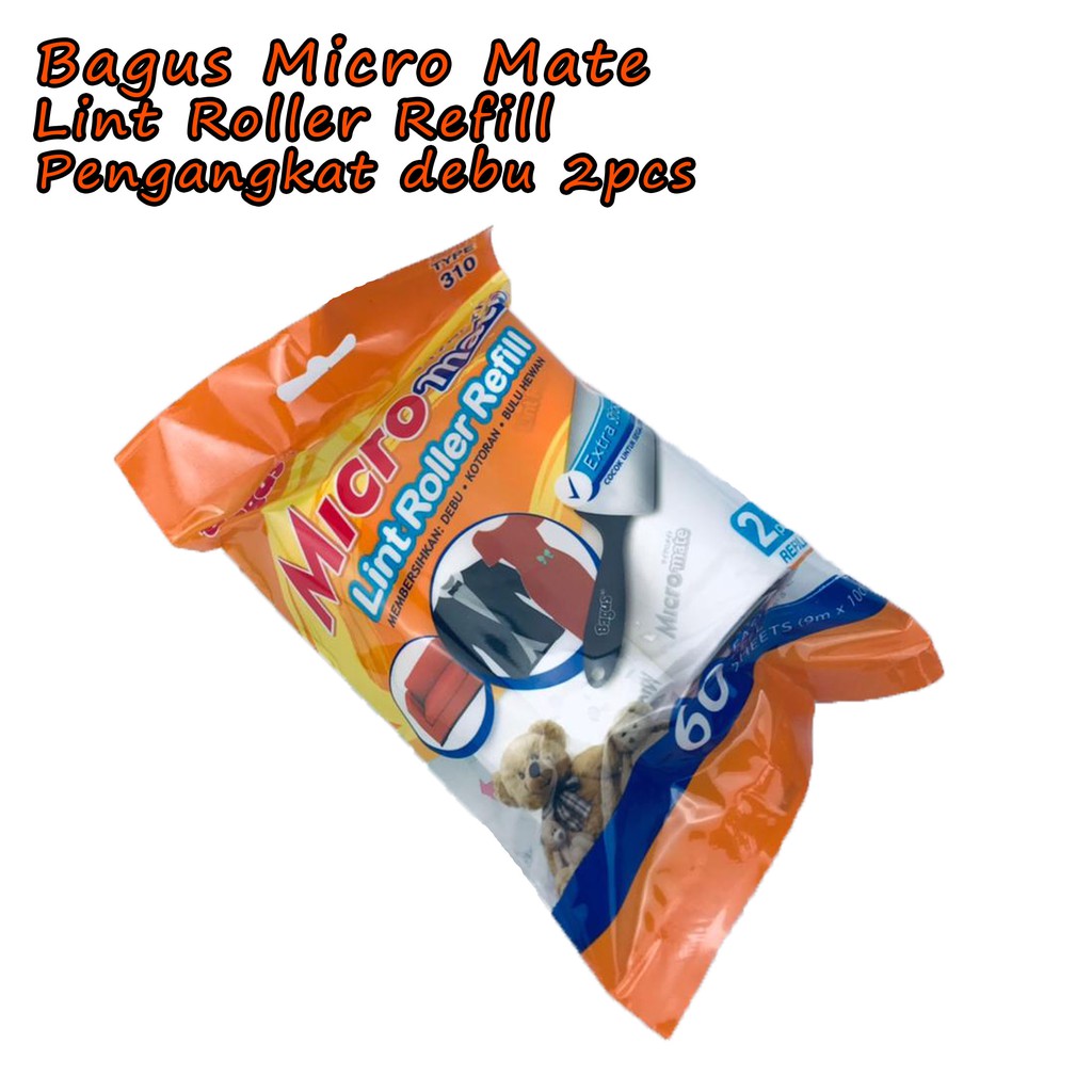 Lint Roller Refill *Bagus Micro Mate * Pengangkat debu * 2pcs