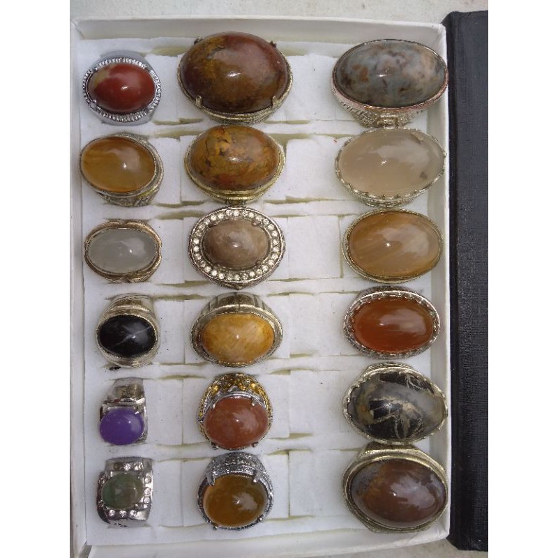 borongan natural cincin batu akik 18pcs
