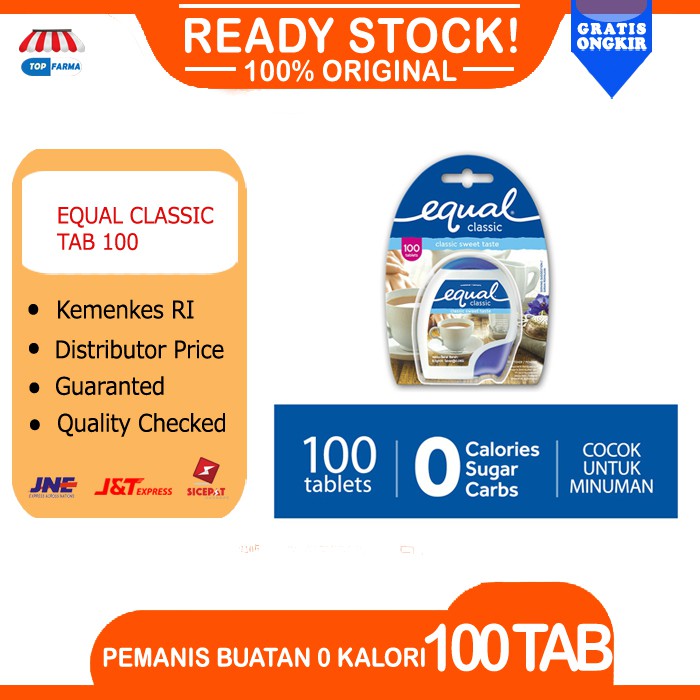 Equal Classic TAB 100 Zero Calorie Sweetener, Pemanis Buatan