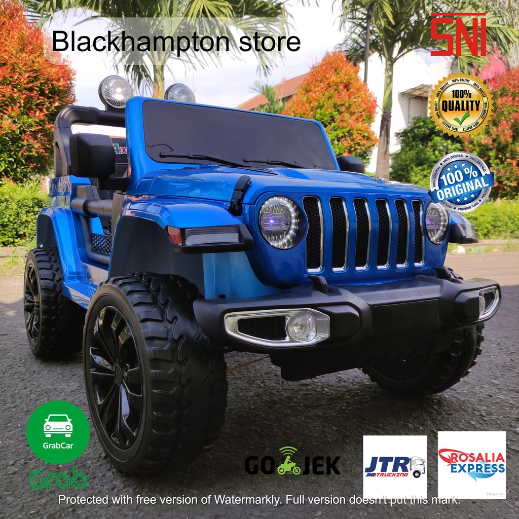 Mobil Aki Mainan Anak Jeep Rubicon Ban Karet Painting Jok Kulit