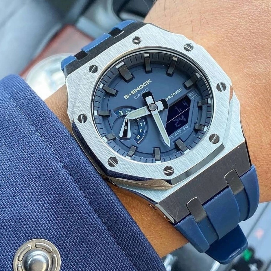 Jam Casio Gshock Ga2100 Original blue rubber