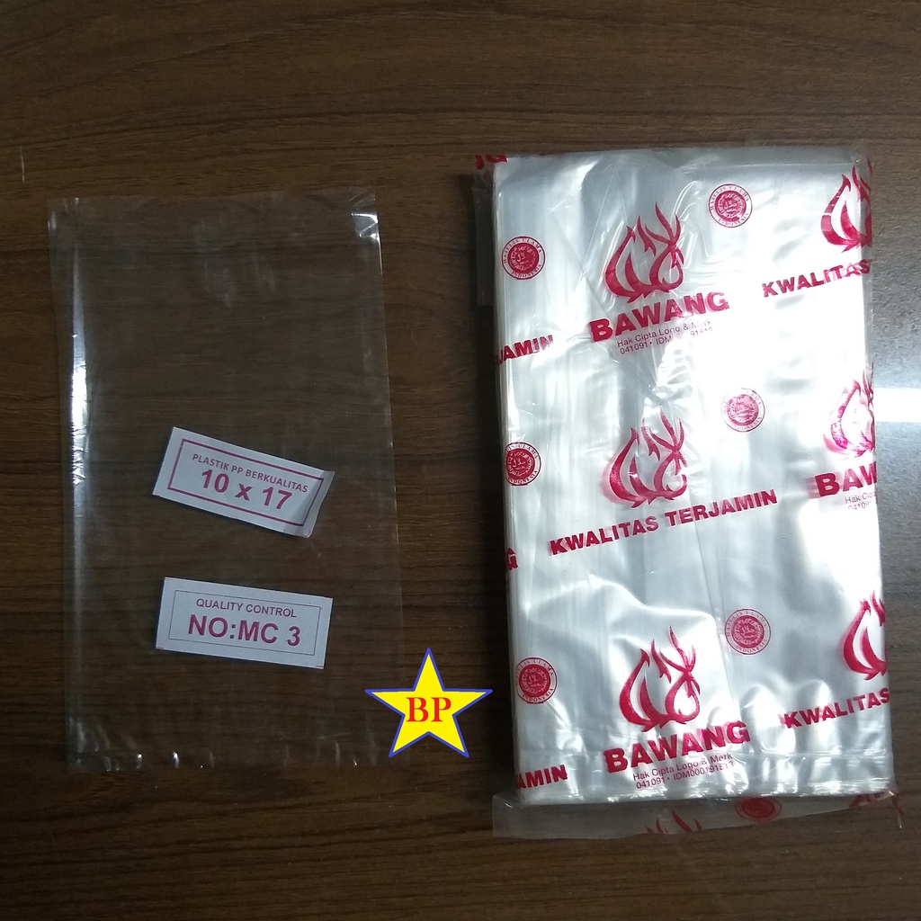 Plastik PP Bawang 10 x 17 cm / Plastik Bening kantong Kiloan/ Plastik Bening Kiloan merk Bawang