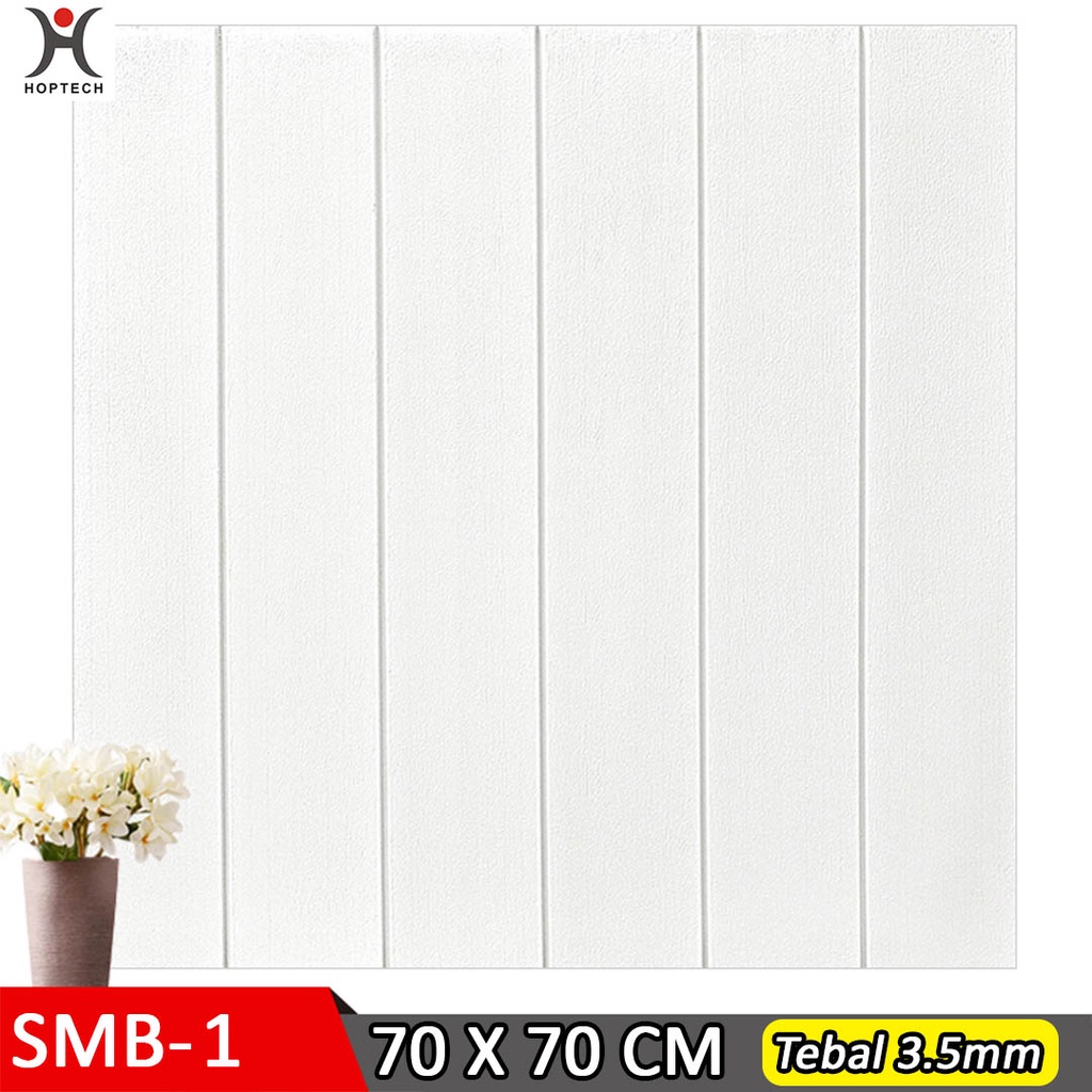 Wallpaper Dingding 3D Foam Motif Batu Bata 70 x 77 CM Dekorasi Dinding Kamar  Murah-KAYU 3mm WOOD WHITE