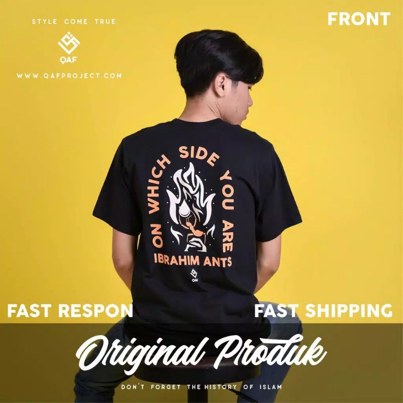 Qaf Moeslem Apparel Kaos Dakwah Muslim Lengan Pendek Pakain Pria Baju Distro Muslim Original Ibrahim