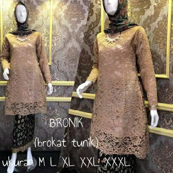 Reall pict Kebaya bronik / kebaya tunik syari / kebaya modern / kebaya syar'i / gold / maroon ☋