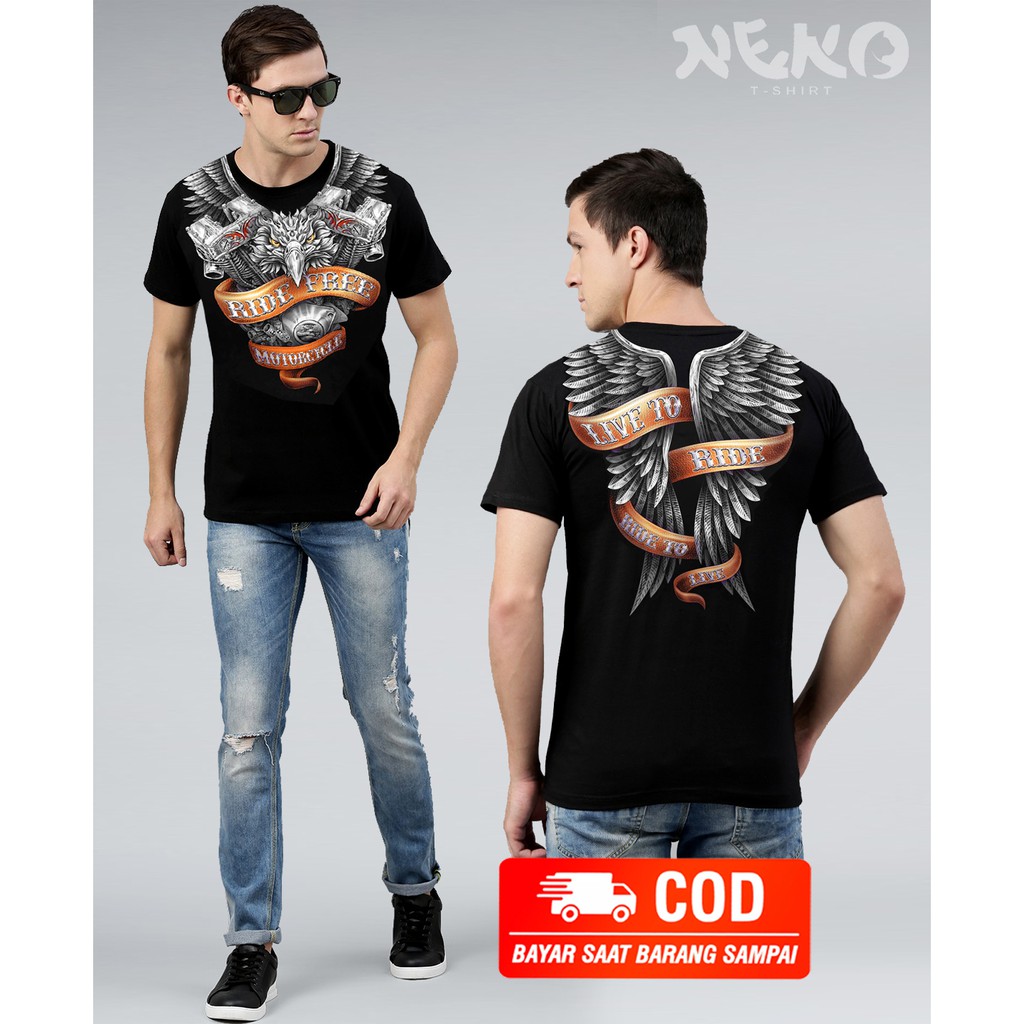 Toko Neko / kaos oblong  / kaos pria distro 3d / elang / motorcycle