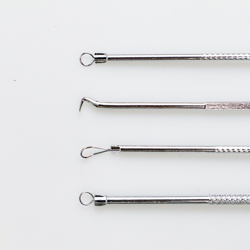 Pinset Komedo 4 Pcs Alat Pencabut Komedo dan Jerawat Blackhead Stainless