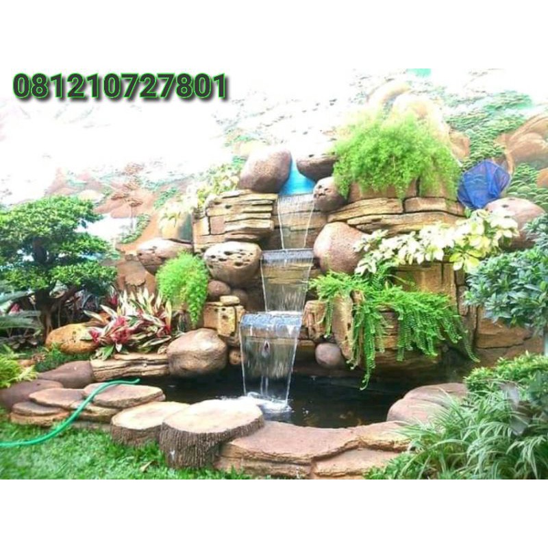 jasa pembuatan kolam relief tebing air terjun / kolam minimalis batu alam / kolam minimalis koi