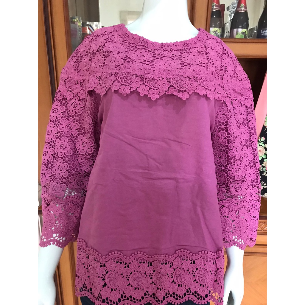 0591 blouse oblong alexuez brukat tebal premium