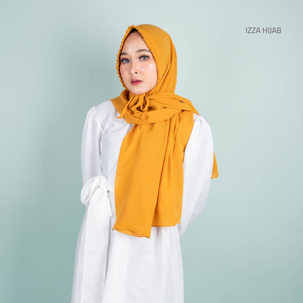 (1KG=11pcs) Pashmina Tali Lipit KCB Premium Jahit Tepi Diamond Hijab Instan Original-kuning