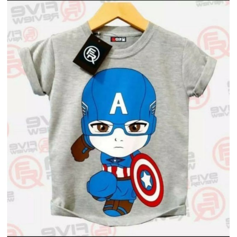 Kaos anak premium motif superhero Captain Amerika usia 1-10 tahun REALPICT