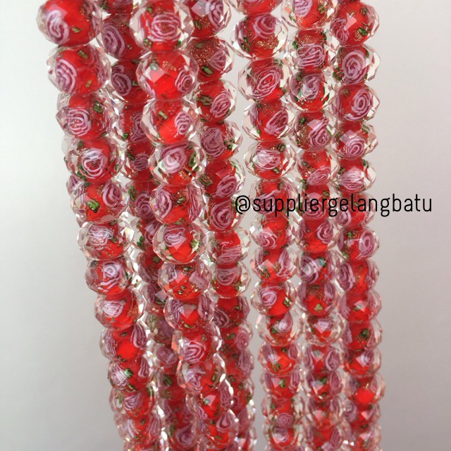 Lampwork kristal Murano 14x12mm bahan crystal ceko mawar merah premium aksesoris premium supplier