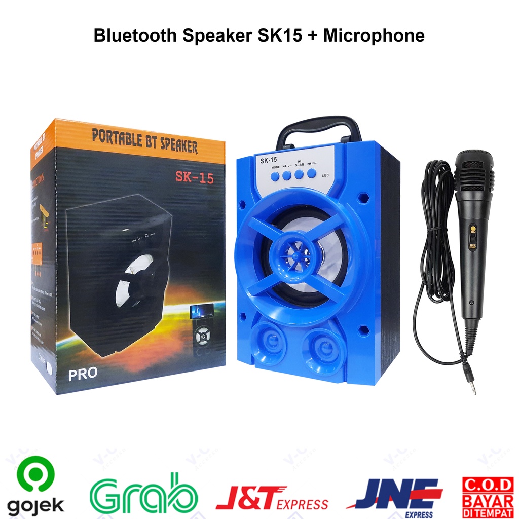Speaker Bluetooth + Mic Karaoke portable SK15 speaker wireless karaoke