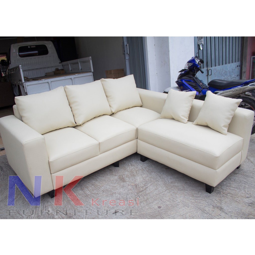 Sofa kursi Tamu L Minimalis oscar, sofa sudut oscar + MEJA TAMU