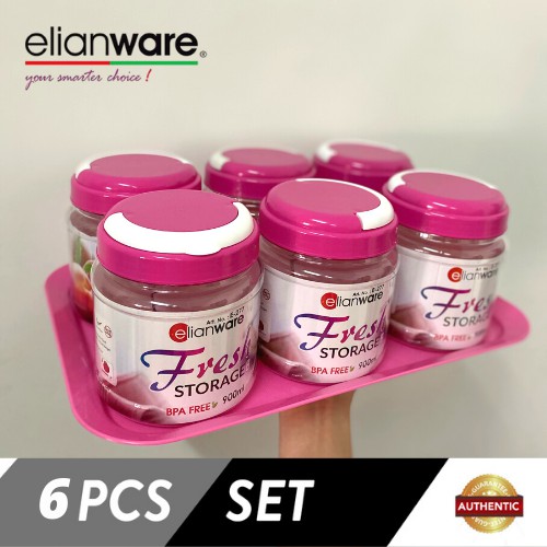 Elianware Canister Set with Tray Toples Kue Nampan (6Pcs / Pack) PET, BPA FREE