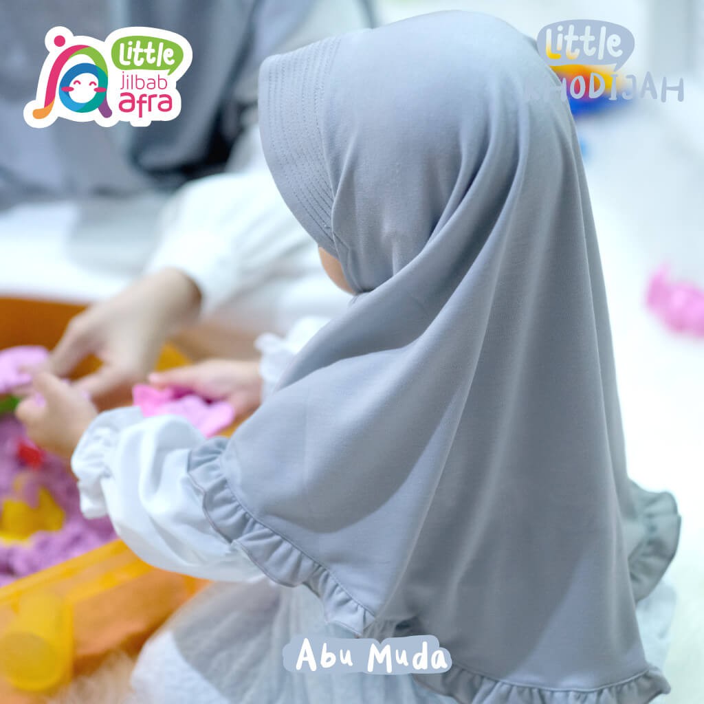 Jilbab Instan Anak Little Khodijah Abu Muda - Little Jilbab Afra - Bahan Kaos, Adem &amp; Lembut